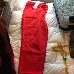 Chico. Red jeans fringe bottom